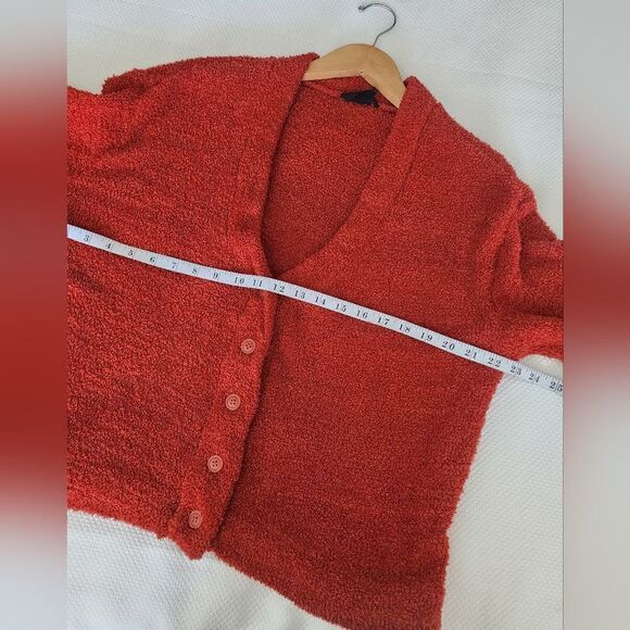 Anthropologie Out from under sweater  fluffy semi crop button front sweater - Picture 2 of 10